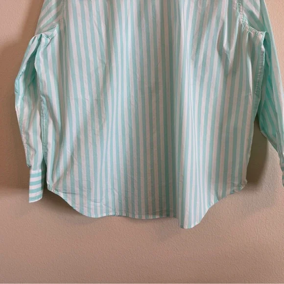 AYR Womens The Deep End Mint Green Striped Button Up Shirt Top - Picture 9 of 16